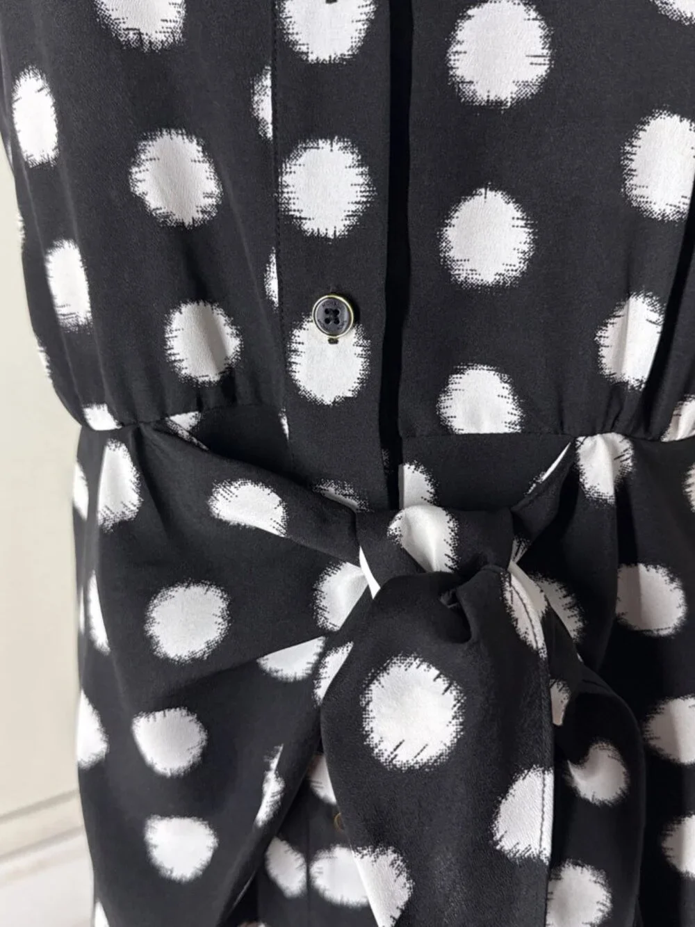 Classic $120 MICHAEL KORS Knotted Polka Dot Sleeveless Faux Wrap Dress Summer 6